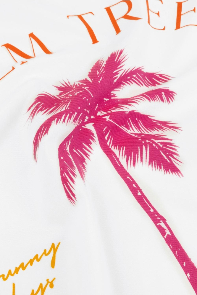 T SHIRT PALM TREES HSS2557 10014 OFF WHITE/MULTI